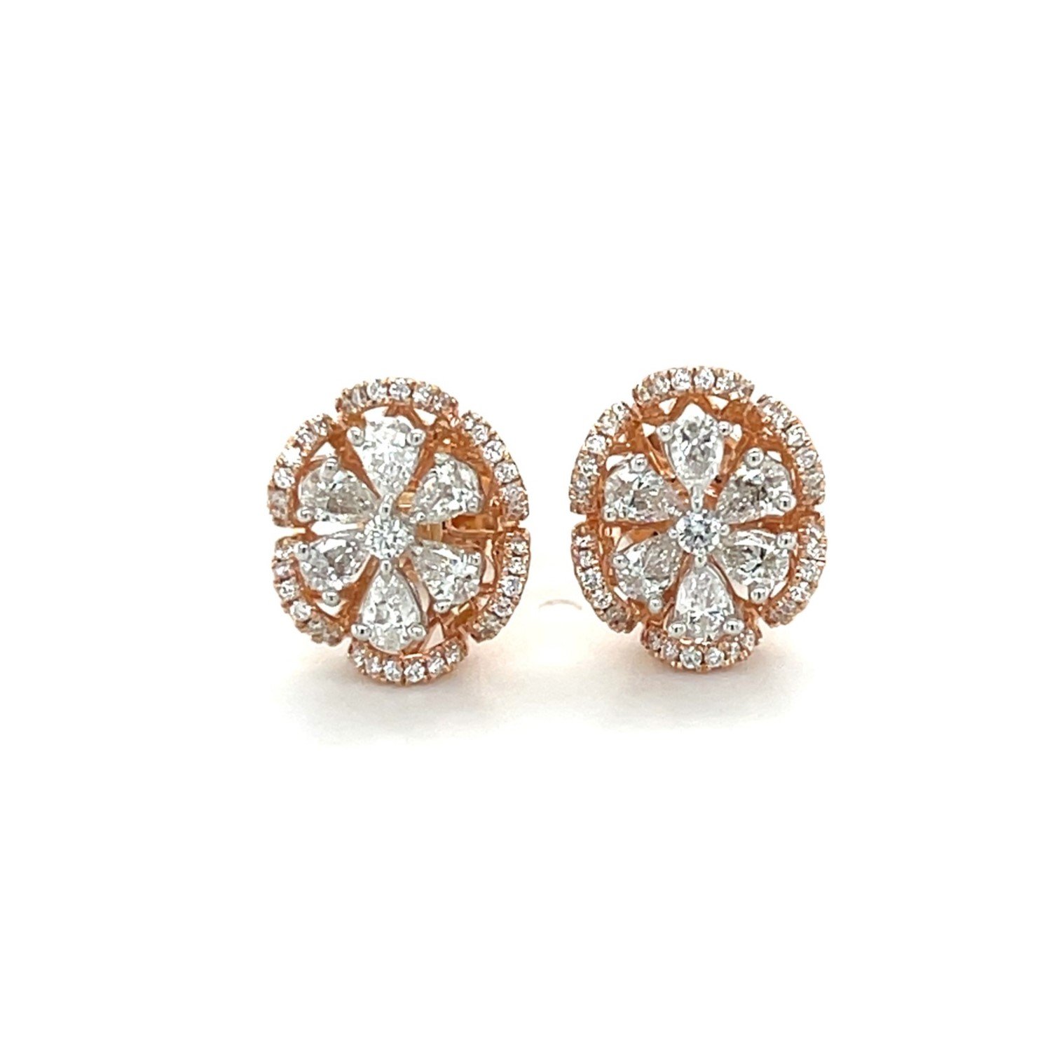 Elegant 18k Rose Gold Floral Diamon...